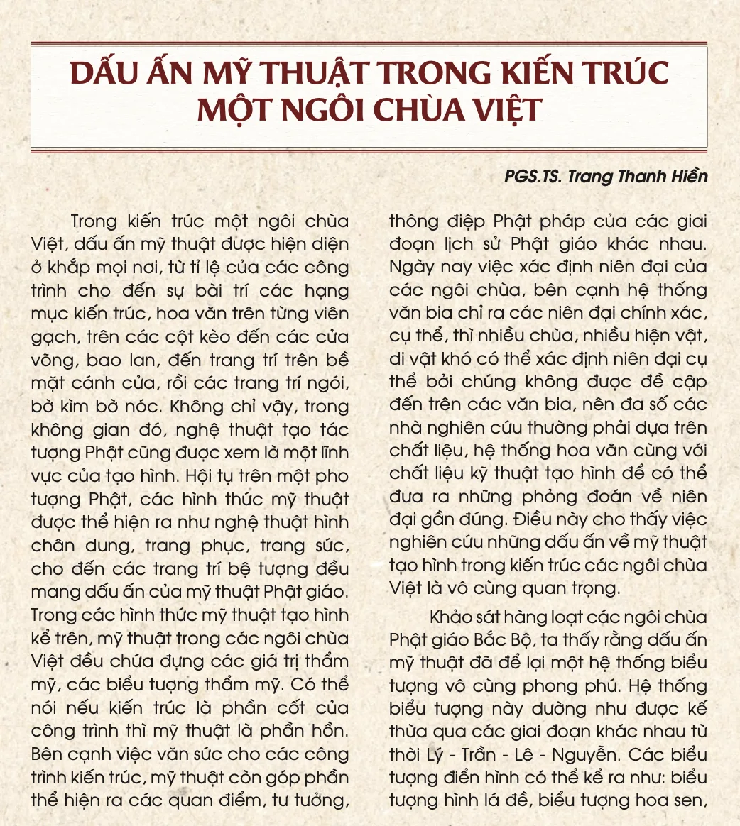 DẤU ẤN MỸ THUẬT TRONG KIẾN TRÚC MỘT NGÔI CHÙA VIỆT