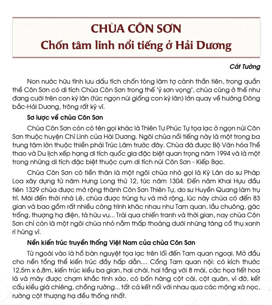 Chùa Côn Sơn - Chốn tâm linh nổi tiếng ở Hải Dương