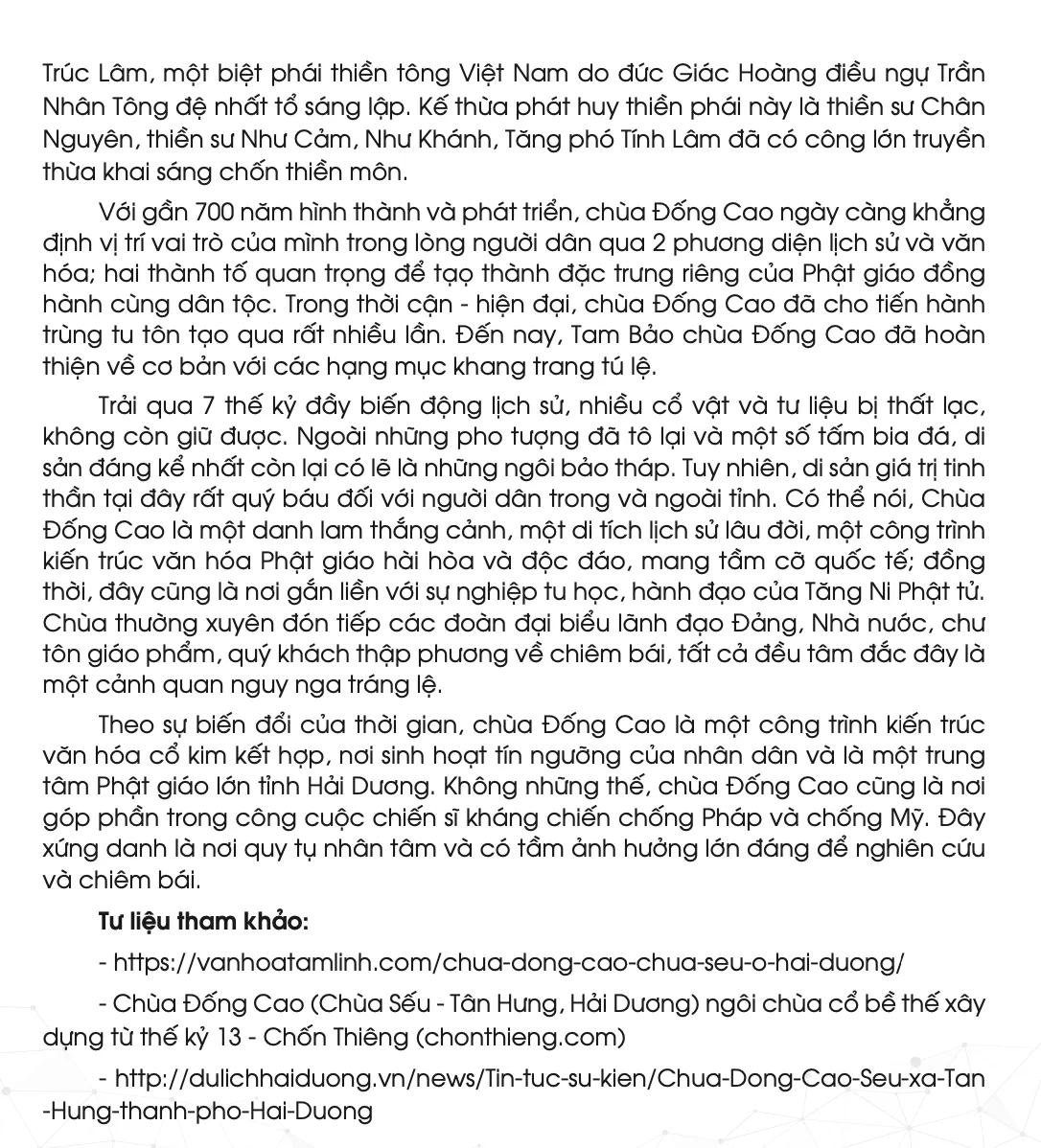 Chùa Đống Cao - Danh lam thắng cảnh xứ Đông