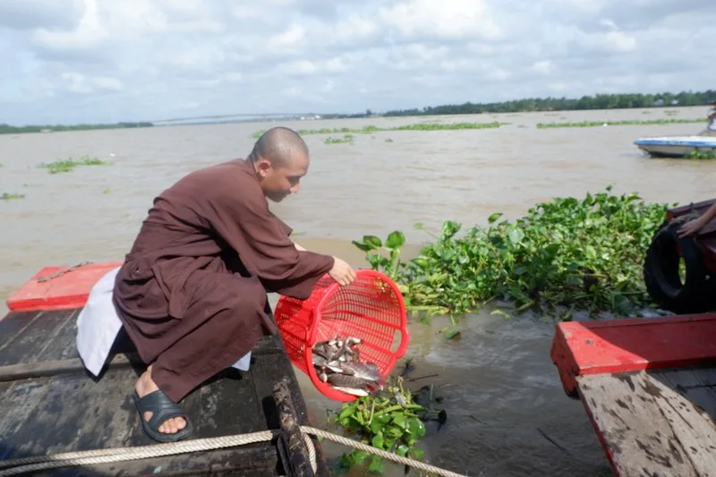 ĐĐ.Thích Thiện Nghĩa, Chánh thư ký Ban TTXH Phật giáo tỉnh thả cá về môi trường