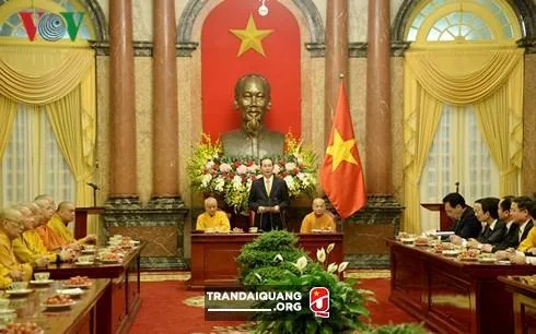 Toàn cảnh buổi tiếp đoàn Trung ương Giáo hội Phật giáo Việt Nam