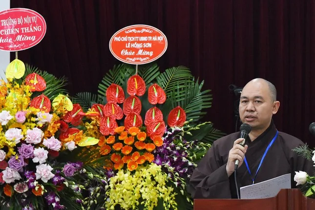 Thay mặt Trung ương GHPGVN, TT. Thích Đức Thiện phát biểu