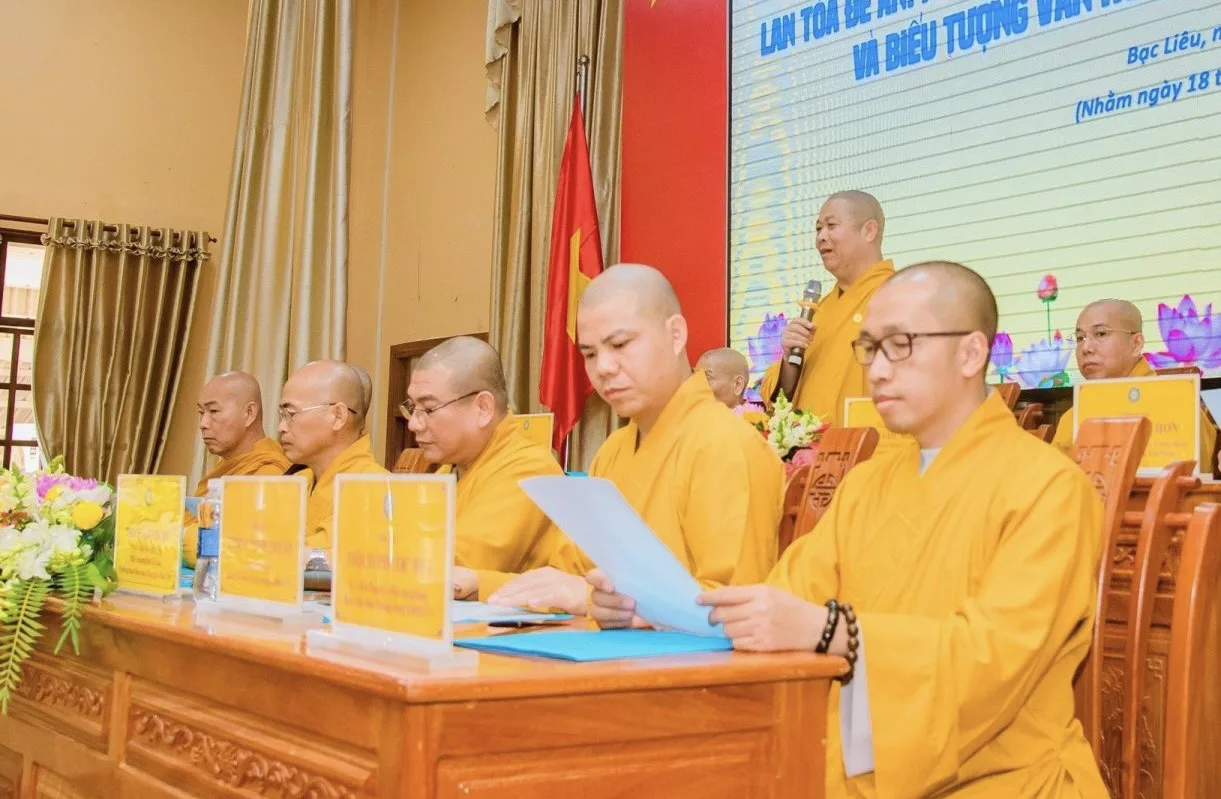 HT. Thích Thọ Lạc tóm tắt sơ lược về thành quả của BVHTƯ đã triển khai trong nhiệm kỳ VIII (2017-2022)