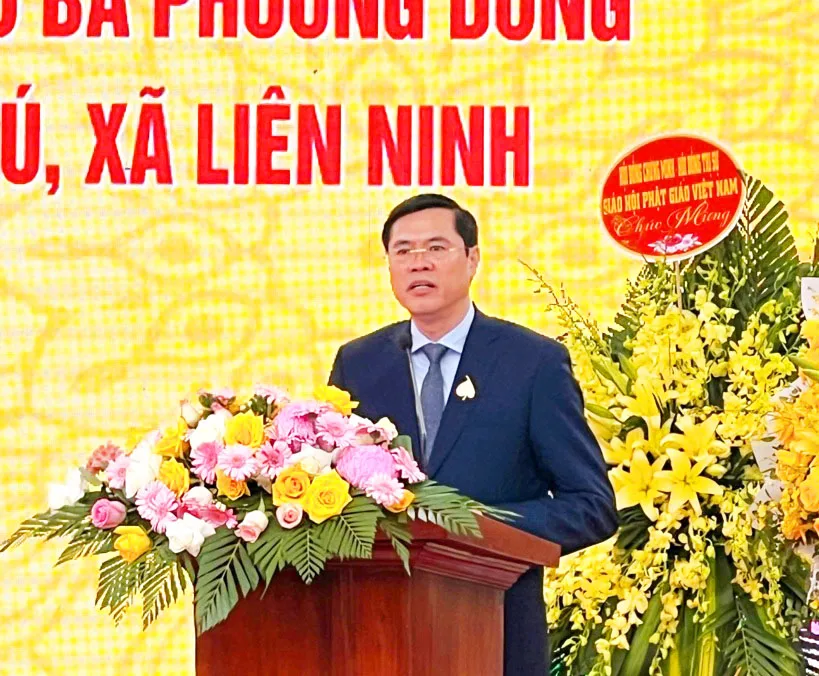 Chủ tịch UBND huyện Thanh Trì Nguyễn Xuân Phong phát biểu tại buổi lễ