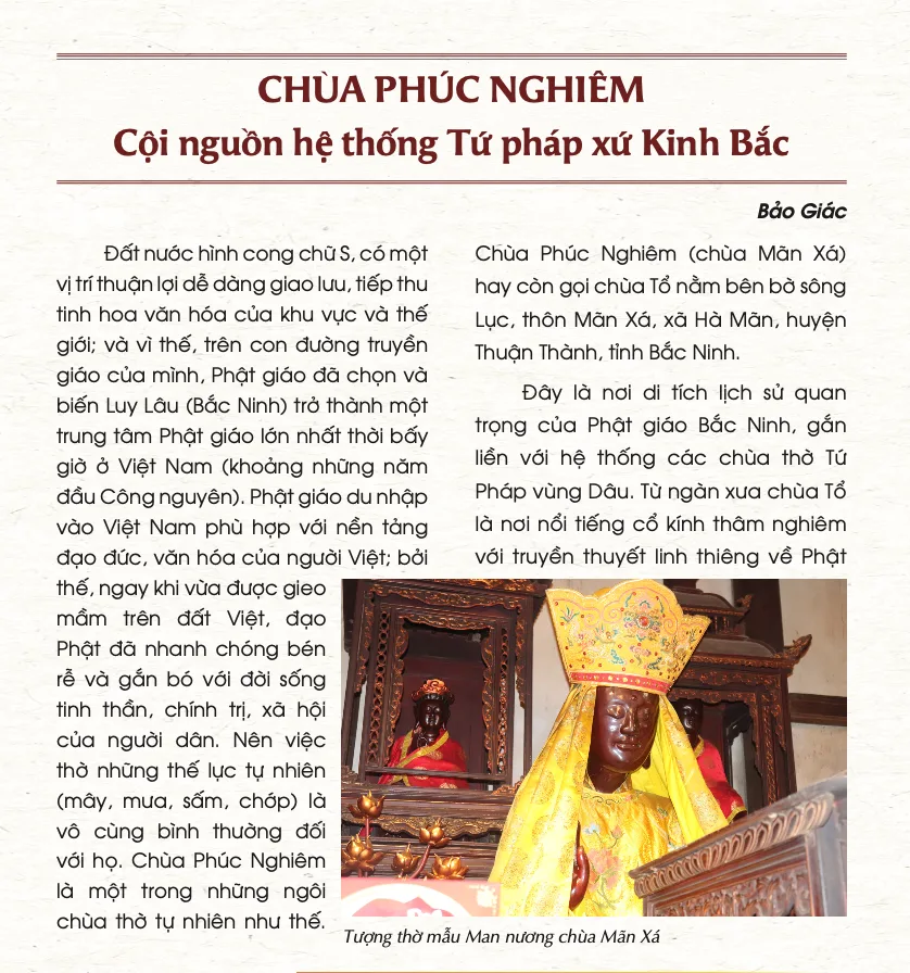Chùa Phúc Nghiêm - Cội nguồn hệ thống Tứ pháp xứ Kinh Bắc