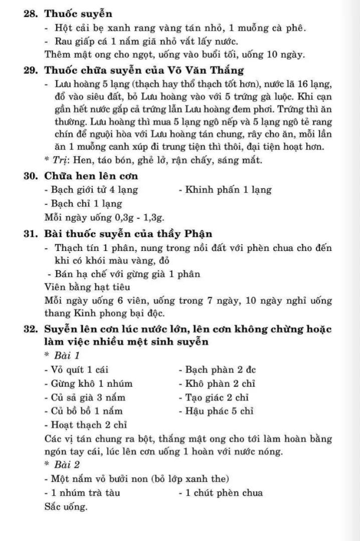 81 bài thuốc trị bệnh Hen suyễn