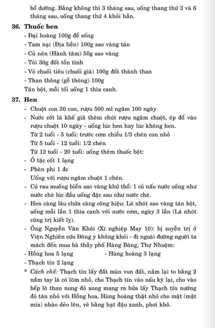 81 bài thuốc trị bệnh Hen suyễn
