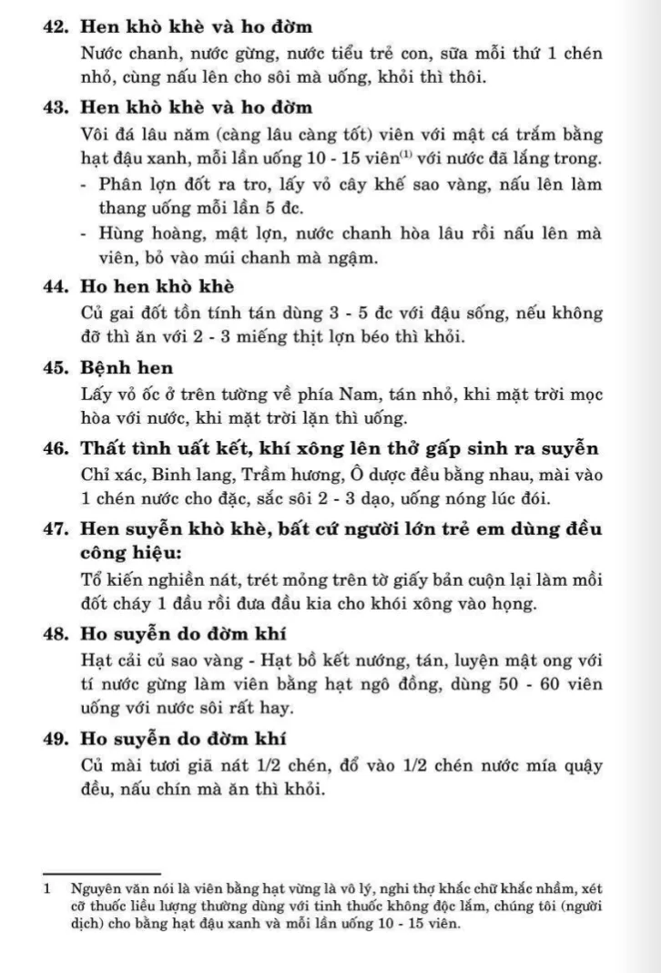 81 bài thuốc trị bệnh Hen suyễn