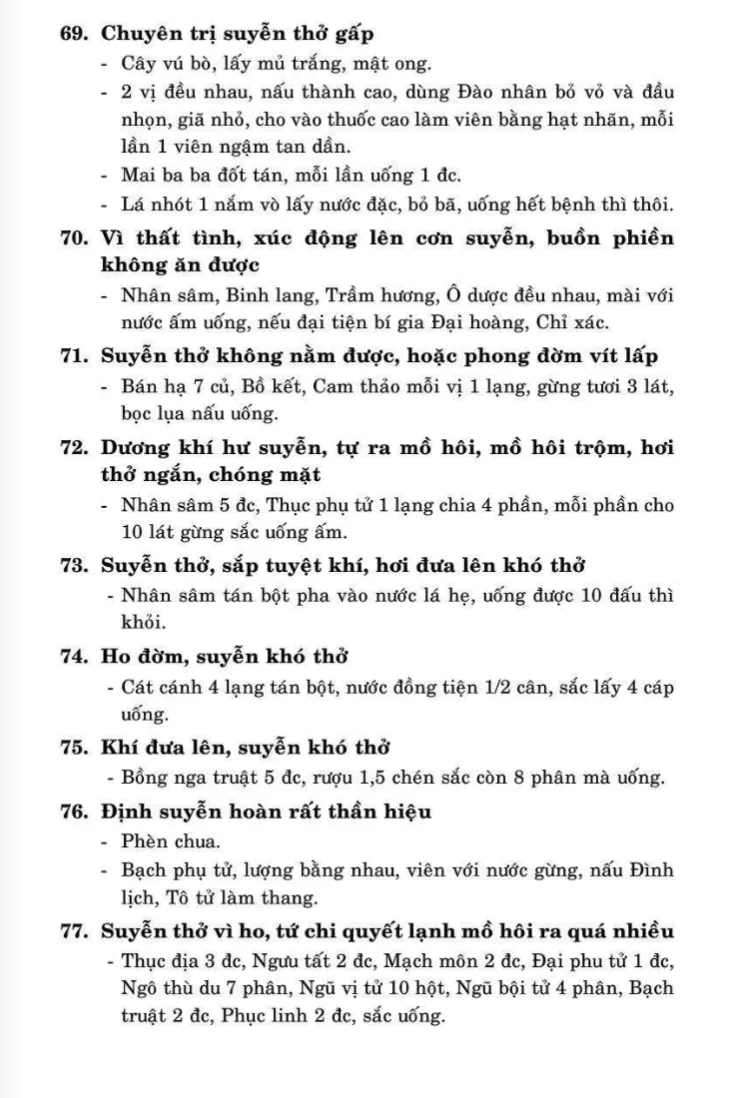 81 bài thuốc trị bệnh Hen suyễn