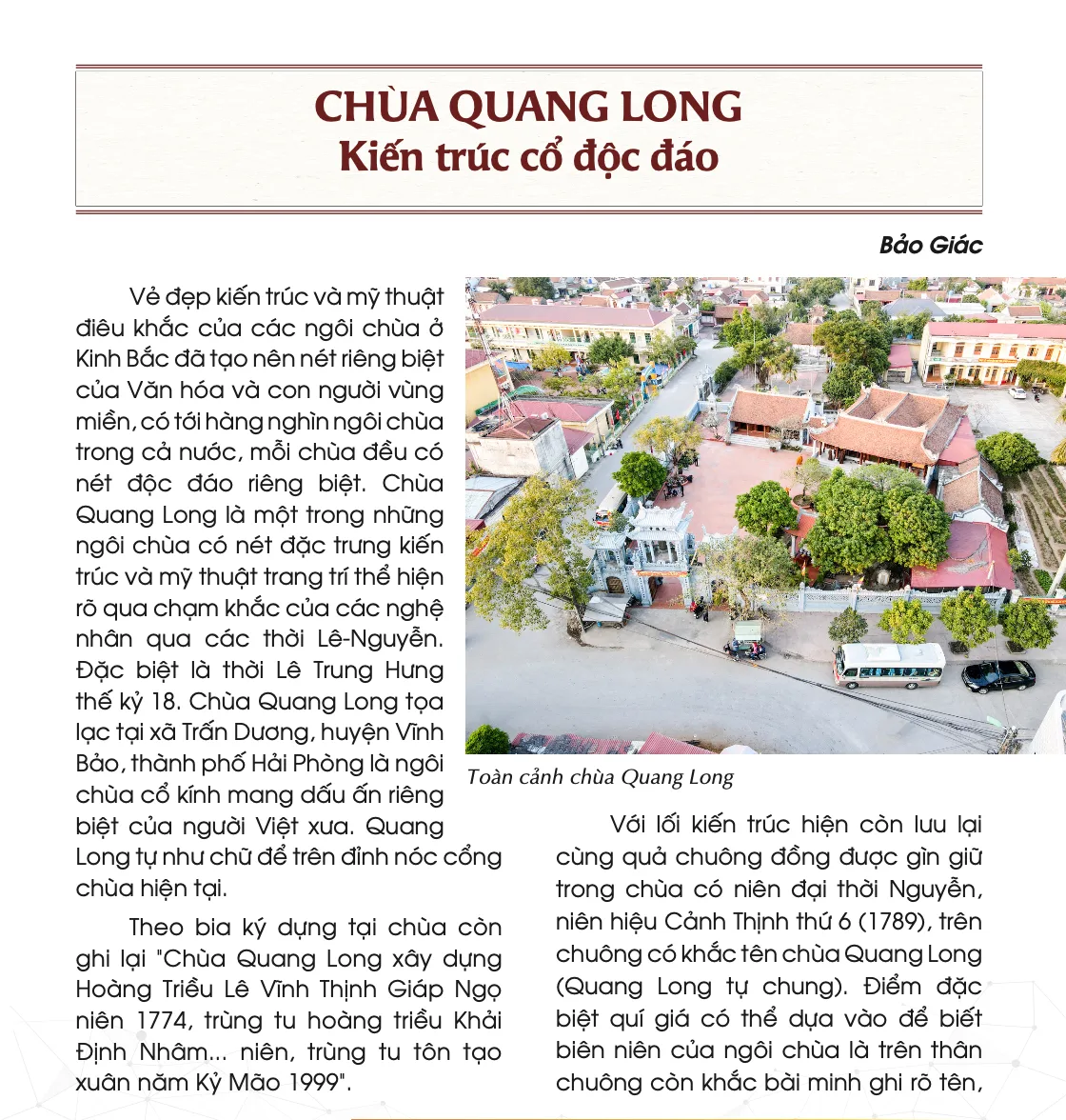 Chùa Quang Long - Kiến trúc cổ độc đáo