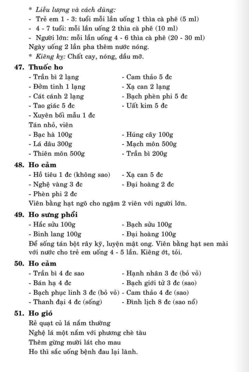 Thuốc: 60 bài thuốc trị ho