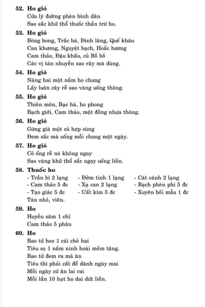 Thuốc: 60 bài thuốc trị ho