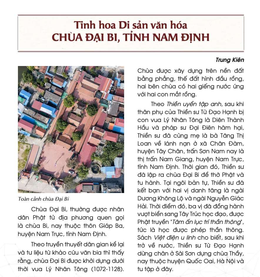 Chùa Đại Bi - Tinh hoa Di sản văn hoá Phật giáo tỉnh Nam Định