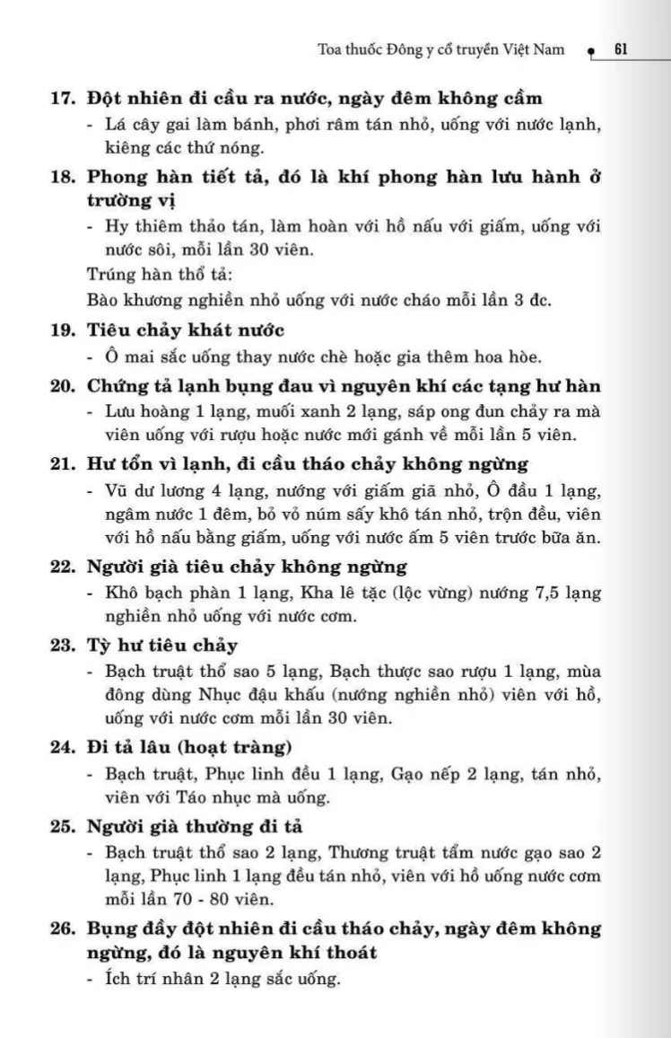 75 Bài thuốc trị Tiêu chảy