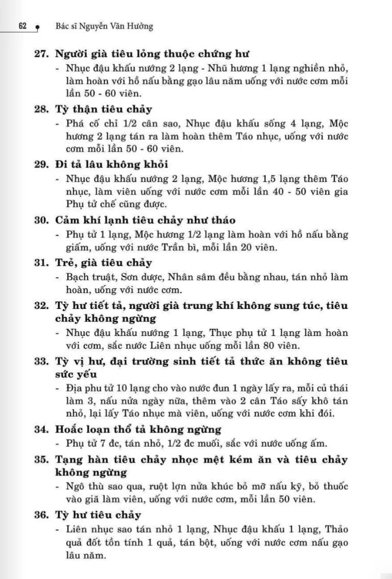75 Bài thuốc trị Tiêu chảy