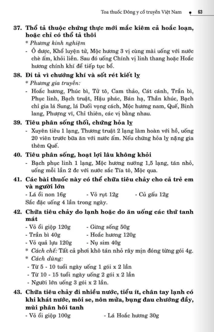 75 Bài thuốc trị Tiêu chảy
