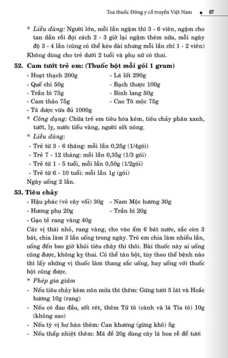 75 Bài thuốc trị Tiêu chảy