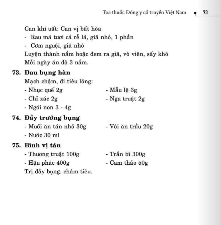 75 Bài thuốc trị Tiêu chảy