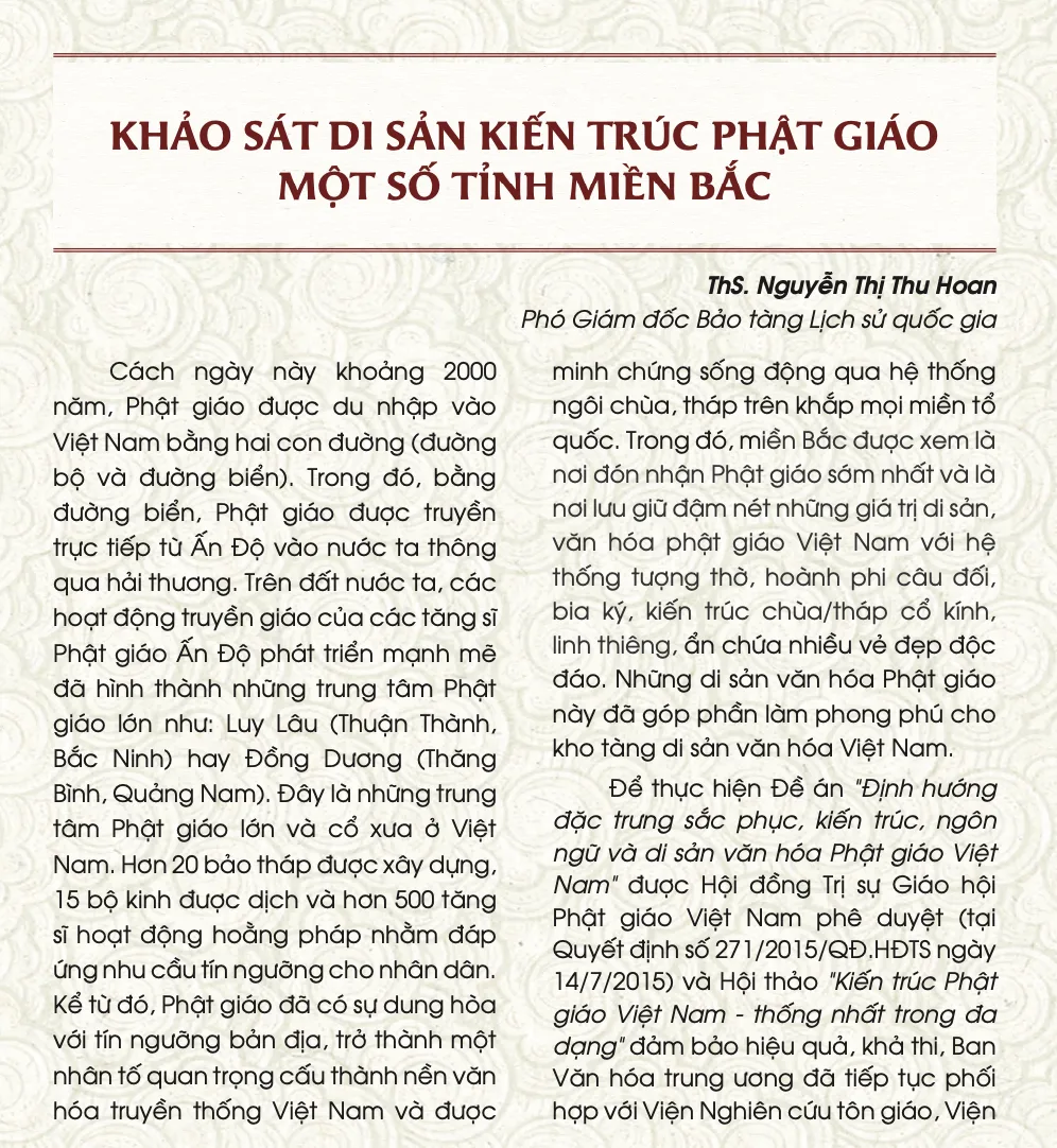 Khảo sát Di sản Kiến trúc Phật giáo một số tỉnh miền Bắc