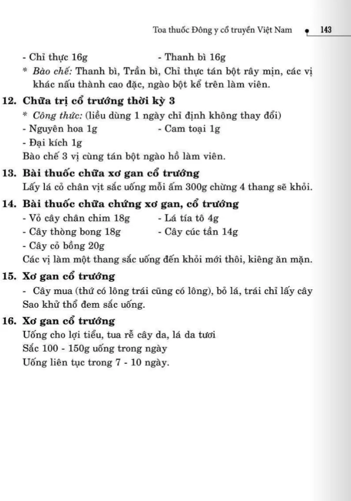 16 bài thuốc trị xơ Gan