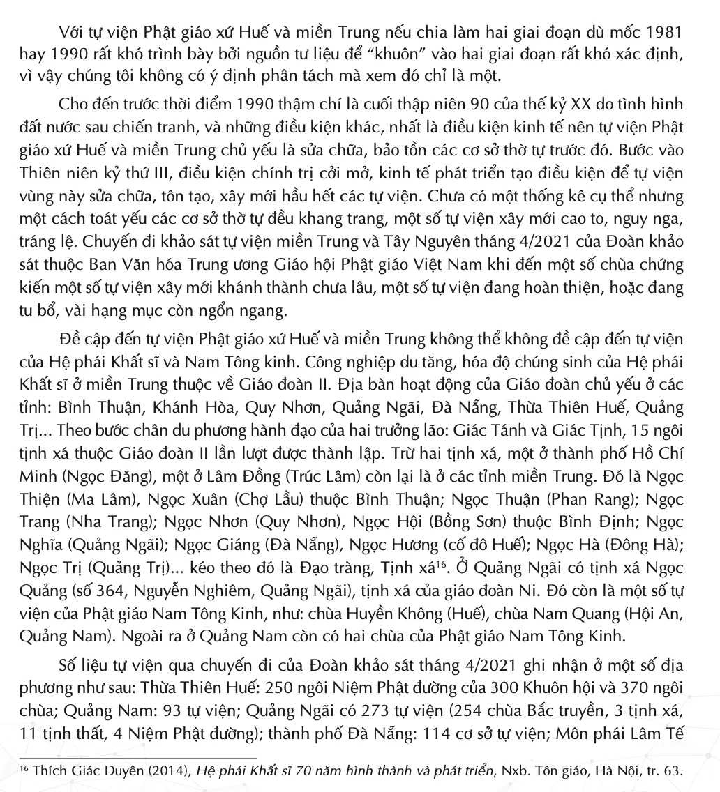 Tự viện Phật giáo xứ Huế và miền Trung