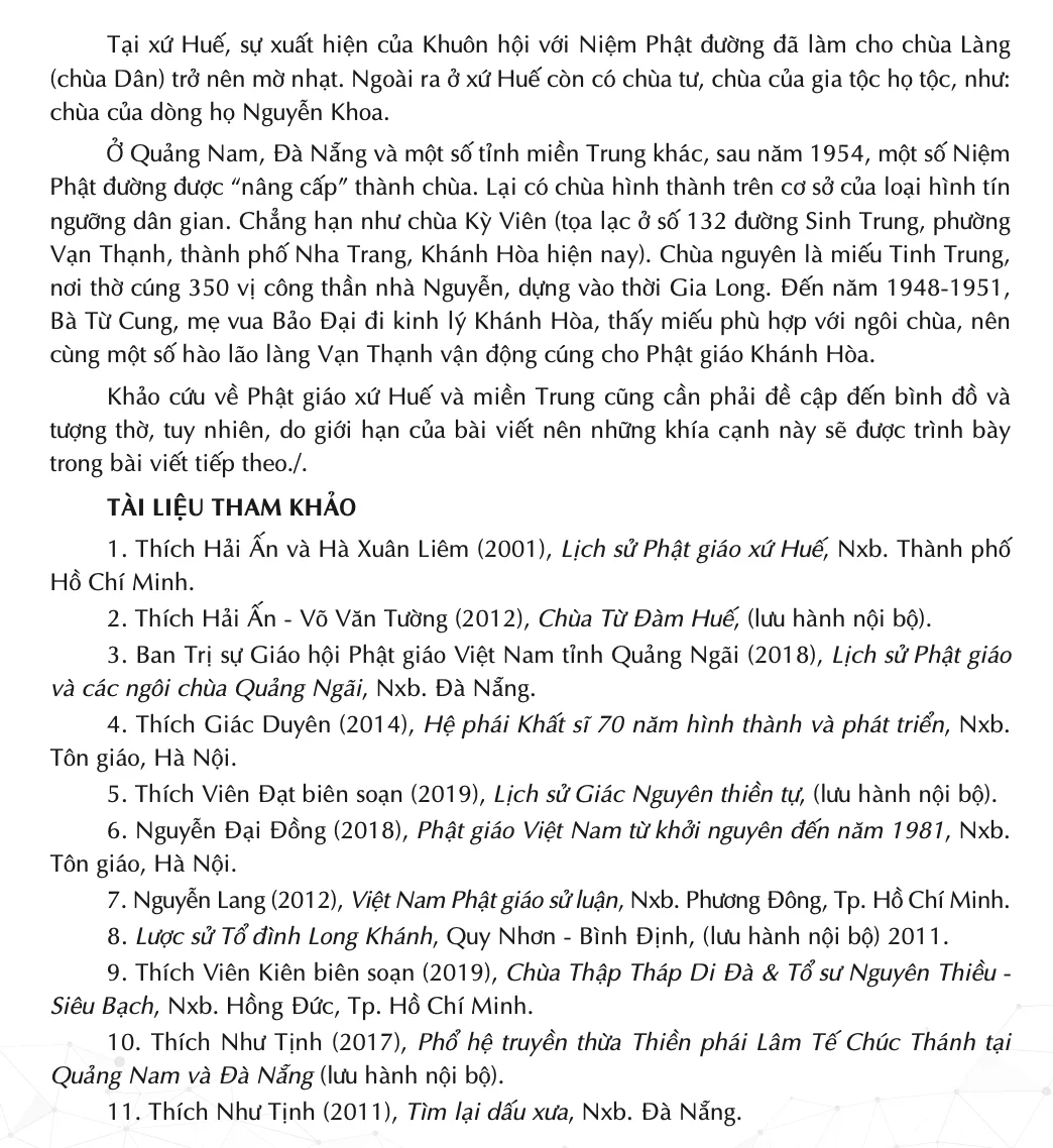 Tự viện Phật giáo xứ Huế và miền Trung