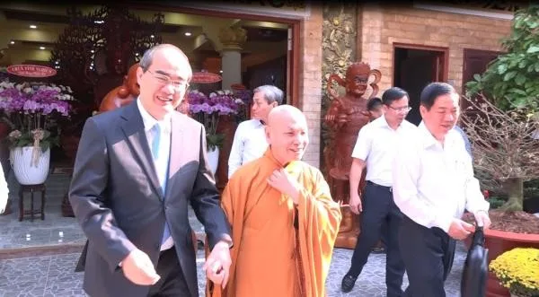Ngài Nguyễn Thiện Nhân chúc tết Hòa thượng Chủ tịch
