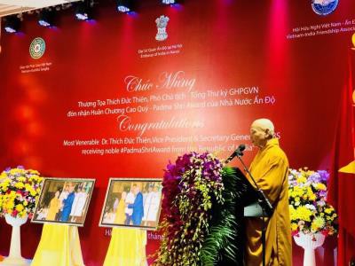 Hà Nội: Lễ chúc mừng Thượng tọa Thích Đức Thiện đón nhận Huân chương cao quý của Nhà nước Ấn Độ