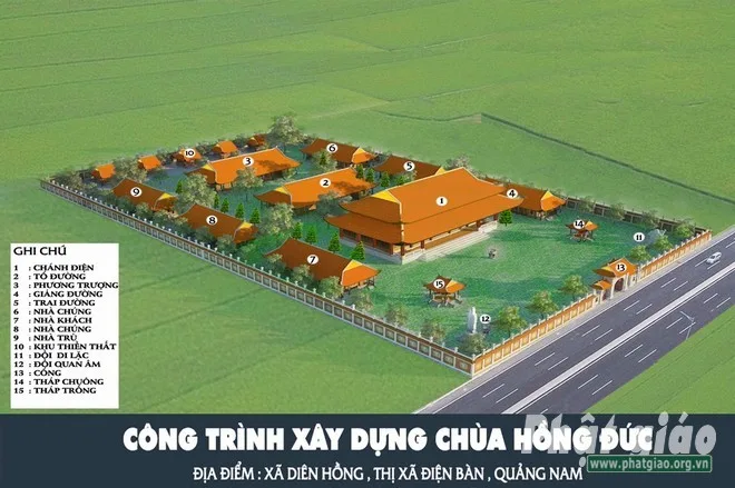 Phối cảnh chùa Hồng Đức