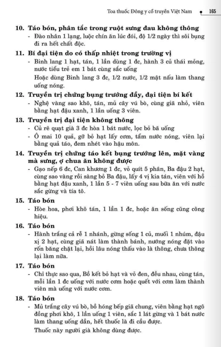 36 bài thuốc trị táo bón