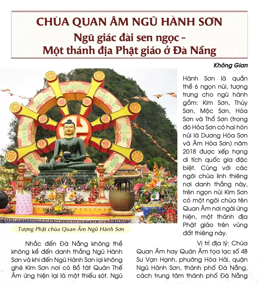 Chùa Quan Âm Ngũ Hành Sơn - Ngũ giác đài sen ngọc
