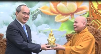 Ngài Nguyễn Thiện Nhân chúc tết Hòa thượng Chủ tịch