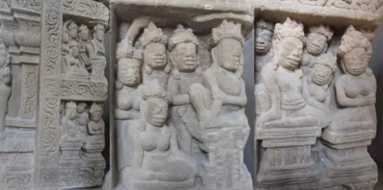 Những hình khắc về cuộc đời Đức Phật trên khối bệ nhỏ ở VIHARA của Phật viện Đồng Dương