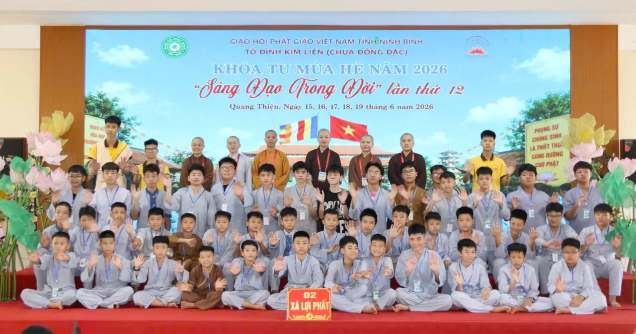 Tổ đình Kim Liên (Ninh Bình) tổ chức thành công khoá tu mùa hè 2026 với hơn 400 thanh thiếu niên Phật tử tham dự