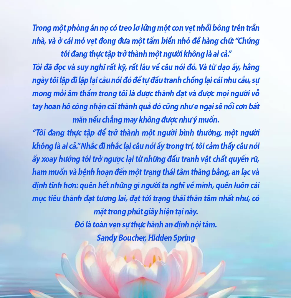 Hãy giữ một trạng thái tâm thăng bằng, an lạc