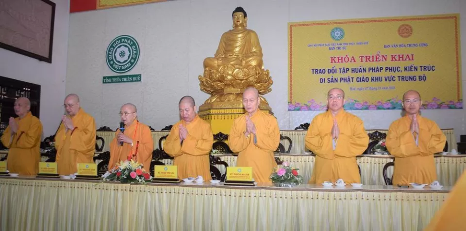 TT. Huế: Ban Văn hoá TƯ triển khai trao đổi tập huấn Pháp phục, kiến trúc, Di sản Phật giáo các tỉnh thành khu vực Trung bộ